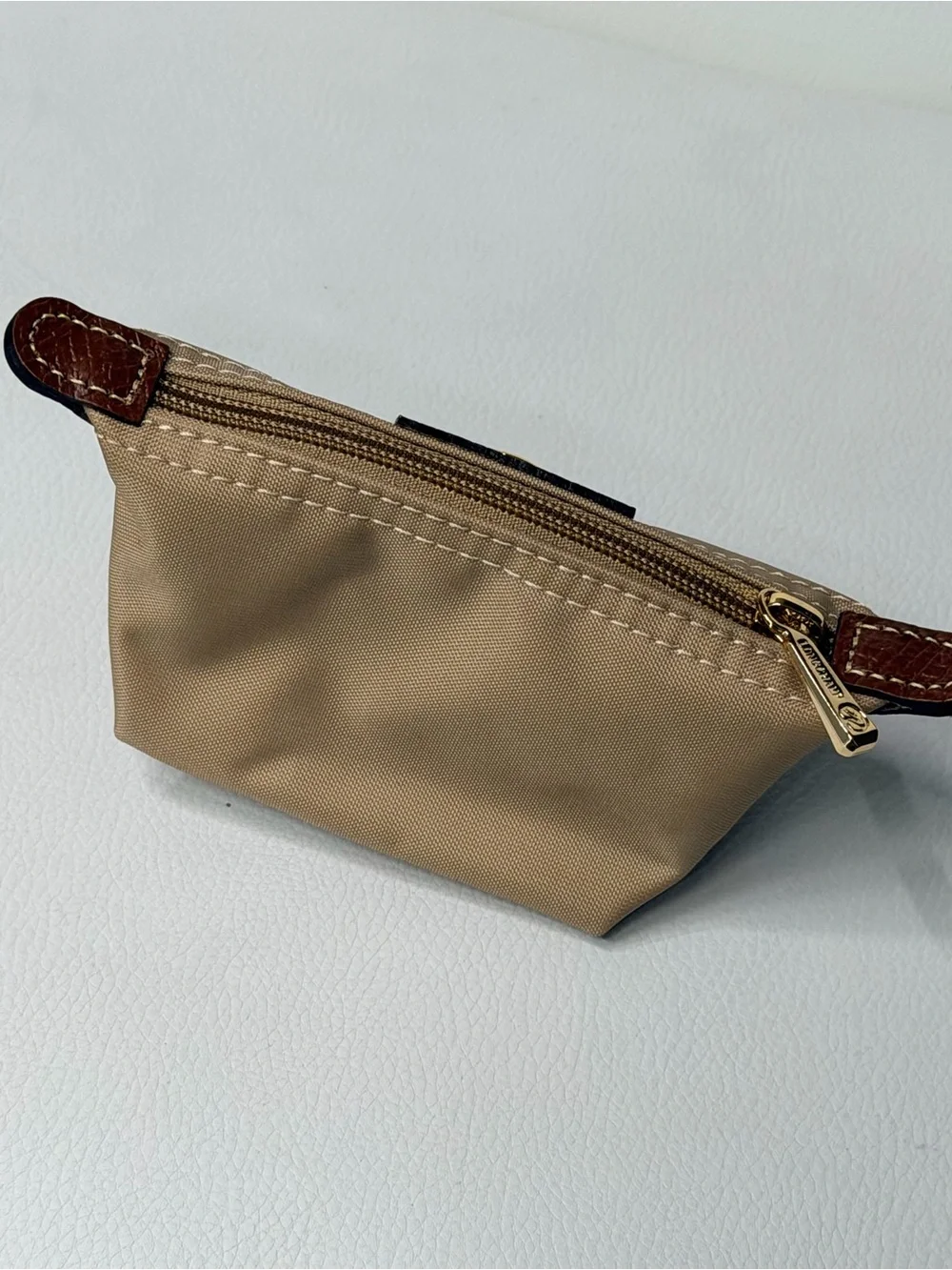 NWOT Longchamp Le Pliage Original Mini Pouch Coin Purse Beige Desert